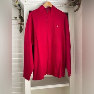 Ralph Lauren Estate-Rib Quarter-Zip Pullover Red XXL